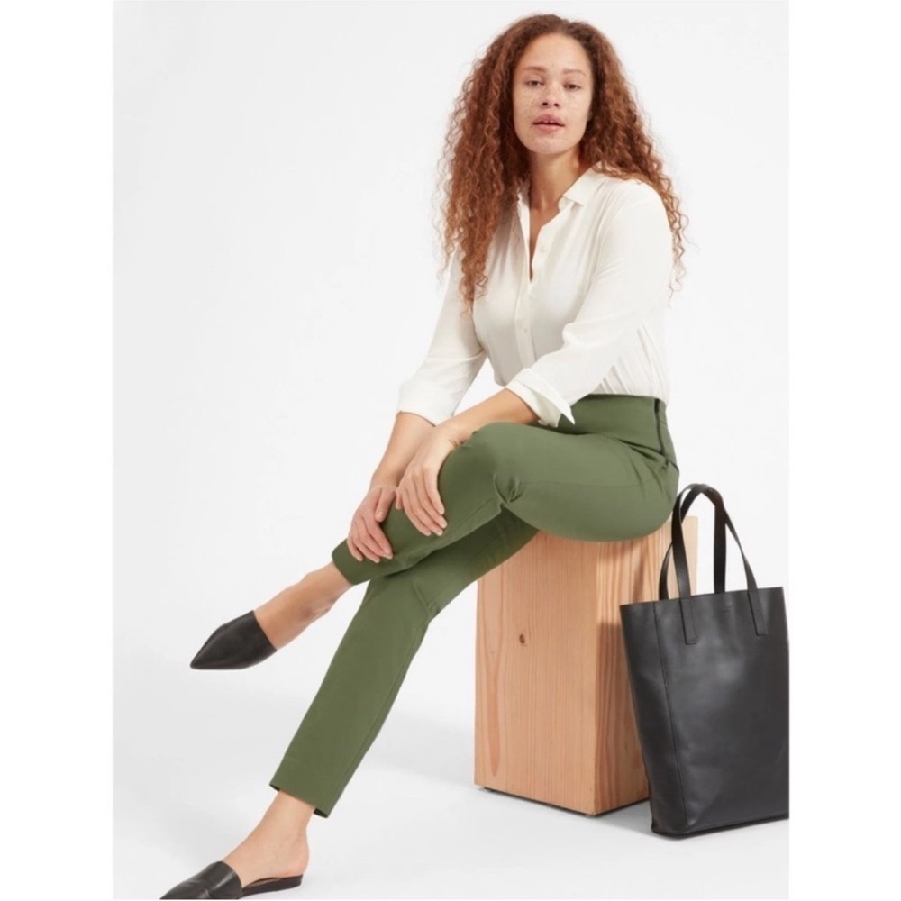 Everlane The Side Zip Cotton Stretch Pants Size 4 Olive Green